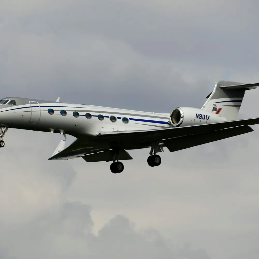 Long range Gulfstream jet in flight
